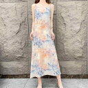 ノースリーブ ワンピース 花柄 レディース 春夏 ロング丈 ゆったり シフォン風 カジュアル 体型カバー エレガント 上品 清楚 きれいめ フェミニン