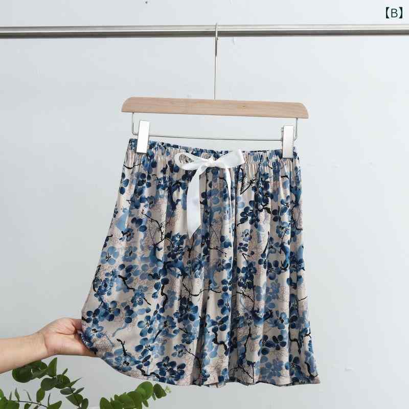 ショートパンツ レディース 部屋着 おしゃれ 夏 薄手 花柄 ワイド ゆったり ミディアムライズ ルームウェア カジュアル