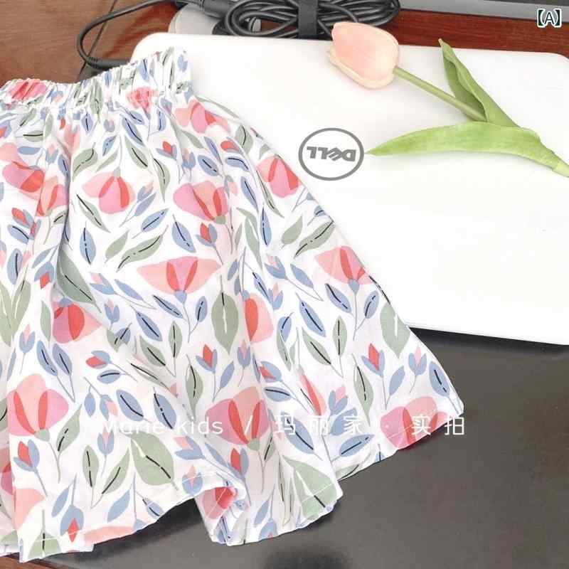 ショートパンツ おしゃれ キュロット 女の子 夏 薄手 花柄 小花柄 ワイド サマー 居家 綿 涼しい 快適 ゆったり かわいい