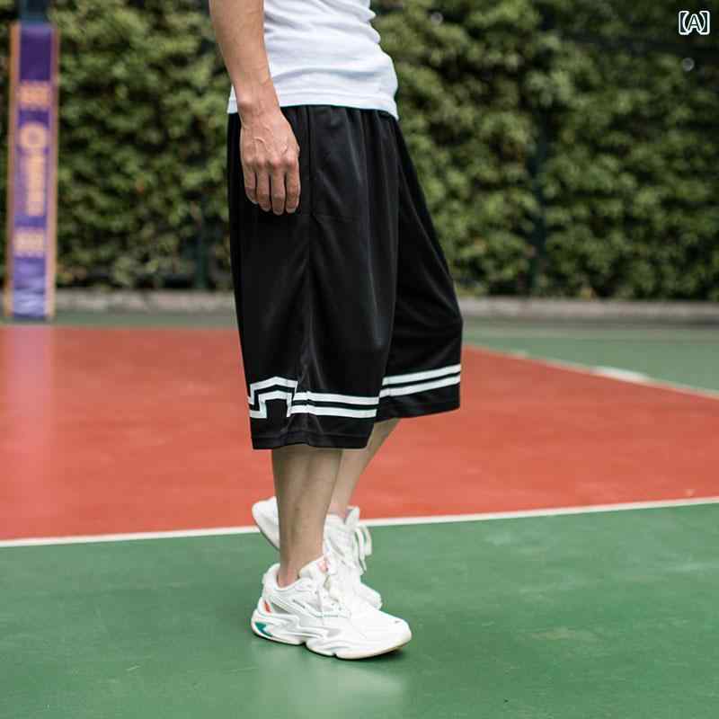 バスパン バスケ パンツ メンズ 練習 ウェア おしゃれ バスケット 夏 薄手 七分丈 大きいサイズ スポー..