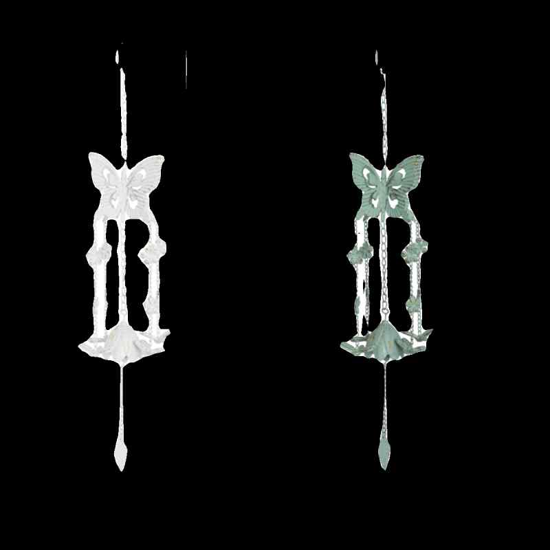 ガーデン オーナメント 吊り下げ 鉄 風鈴 レトロ 蝶 エンジェル うさぎ 中庭 軒先 バルコニー 屋外 アクセサリー 白 青 緑 おしゃれ