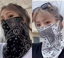 フェイスカバー 耳かけ 日焼け防止 おしゃれ サイクリング アウトドア 男女兼用 涼しい マスク 夏 紫外線 対策 運転 柔らかい ペイズリー 英字 韓国 アー...