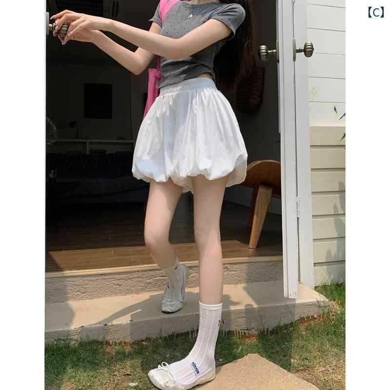 フロントップ楽天市場店のかぼちゃパンツ レディース 白 バルーン つぼみ 夏 ハイウエスト Aライン バレエ風 脚長 体型カバー 可愛い｜アングル3