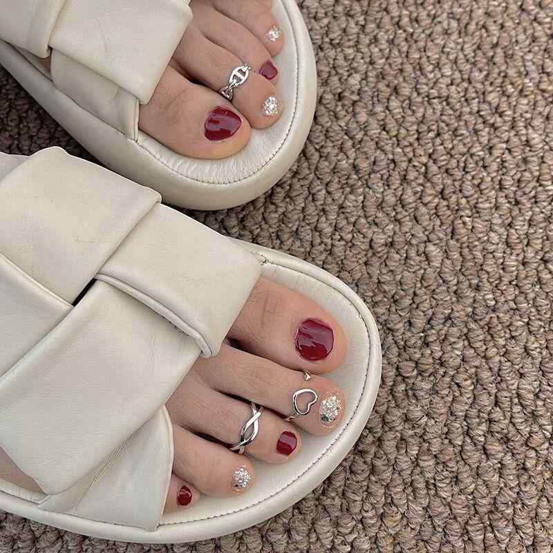 トゥリング シルバー つま先 個性的 オープン 調節 レディース 関節 クロス おしゃれ カジュアル デート 普段使い 足用 アクセサリー 銀