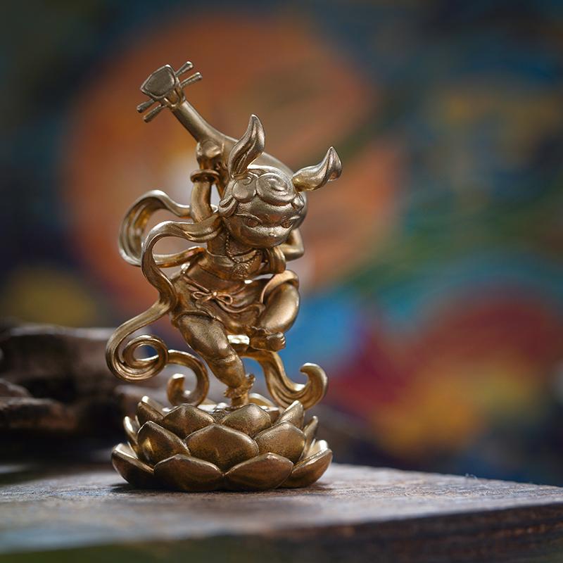 音楽 置物 楽器 琵琶 レトロ おしゃれ チャイナ風 インテリア リビング 彫刻 ウサギ 跳ね 真鍮 装飾 小..