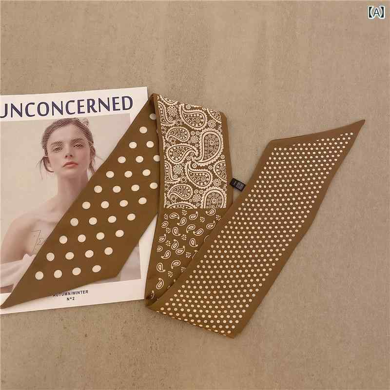 スカーフ レディース 春秋 韓国 おしゃれ レトロ 小物 首元 日焼け防止 プリント 豹柄 ドット柄 バンダナ風 マルチ 柔らかい