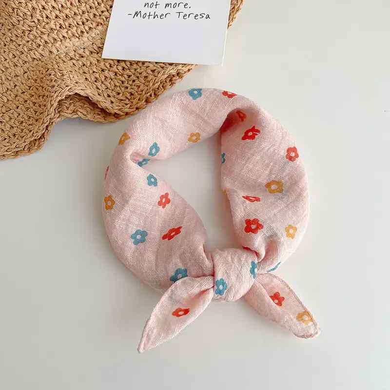 スカーフ キッズ 大人 薄手 春夏 フラワー柄 学院 首元 おしゃれ 小物 綿