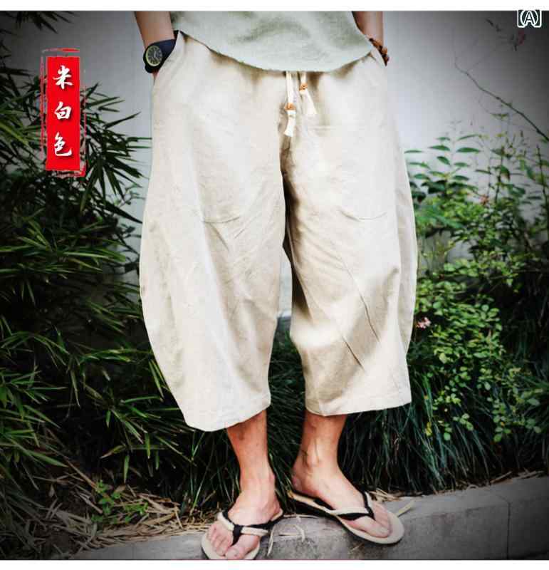 バルーンパンツ メンズ おしゃれ ボトムス ハーレム 夏 七分丈 薄手 ワイド ショート 大きいサイズ ゆ..