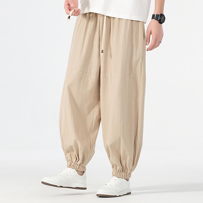 シルエット: ゆったり 加工: ノーアイロン ウエスト: ミドル・ハイウエスト パンツ丈: 九分丈 サイズ: 3XL.7XL.2XL.9XL.4XL.XL.8XL.6XL.5XL.L 素材: 綿麻 スタイル: カジュアルパンツ 裾: テーパード 機能: 一般 伸縮性: 伸縮性なし 厚み: 普通 カラー: アプリコット.ブラック.ブルー.ホワイト.グレー デザイン: 無地 テイスト: チャイナ風