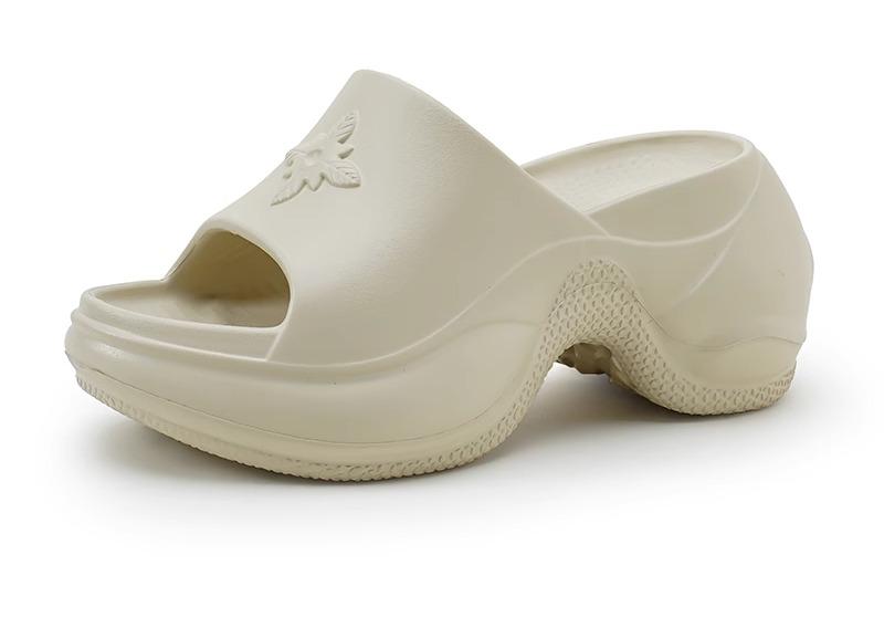 evaサンダル レディース 夏 厚底 通気性 滑り止め オープントゥ 外履き レジャー 海 プール リゾート シンプル カジュアル 黒 白 カーキ