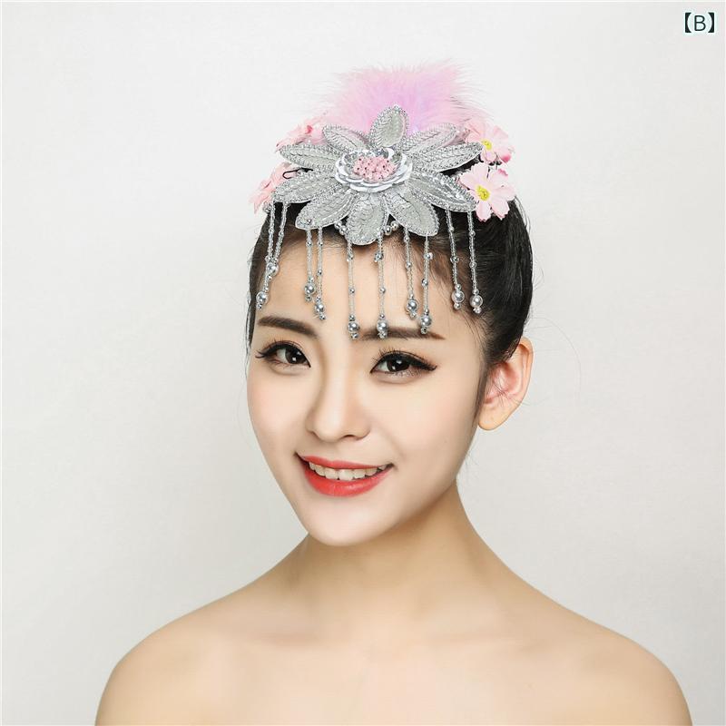 フロントップ楽天市場店のヘッドドレス ダンス 衣装 ラテン モダン パフォーマンス 花 白 赤 ピンク ふわふわ アクセサリー キッズ レディース キラキラ 民族 パーティー｜アングル2
