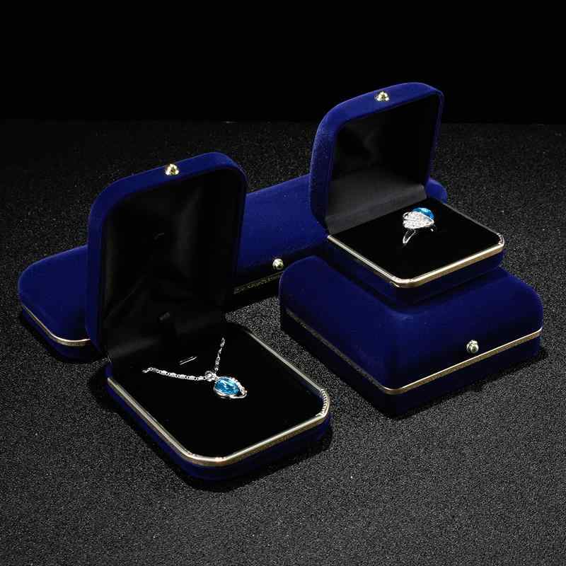 アクセサリー 収納 ボックス フランネル 箱 リング ブレスレット ネックレス ペンダント イヤリング シンプル ゴールド エッジ 赤 青 ..