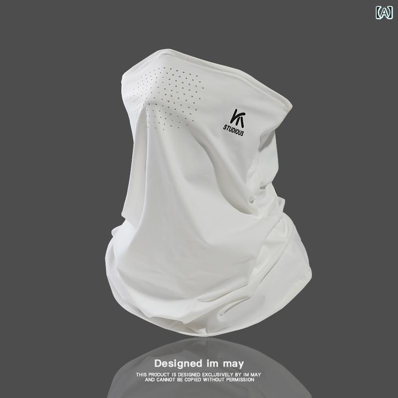 自転車 日焼け対策 フェイスカバー 耳かけ 男性 ランニング マスク ひんやり 涼しい ポリエステル プリント 春夏 秋 白 黒 グレー シンプル 無地 カジュアル(4)