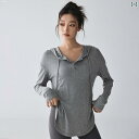 フィットネス ウェア レディース トップス おしゃれ 快適 Tシャツ 長袖 パーカー風 フード パーカー 秋冬 速乾 ランニング ジム ウォーキング ヨガ ゆったり トレーニング