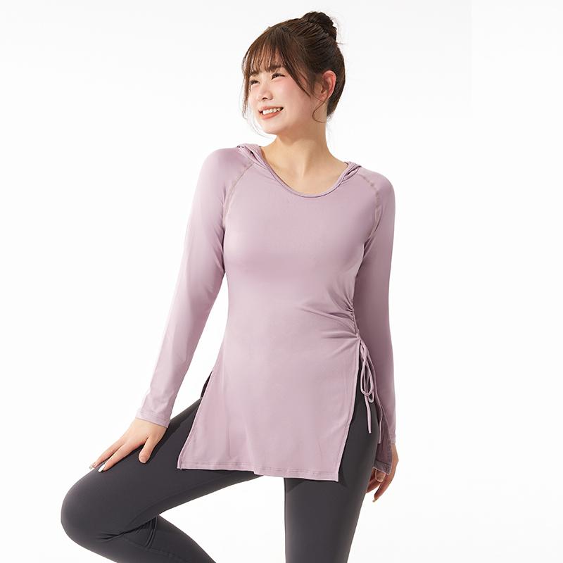 フィットネス ウェア レディース トップス おしゃれ 快適 大きいサイズ 長袖 フード パーカー ピンク 速乾 スポーツ ランニング ヨガ 体型カバー(4)