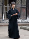 中国 衣装 道士服 チャイナ風 羽織 大人 レディース メンズ レトロ ゆったり ロング ローブ 長袖 斜め襟 シンプル 無地 白 黒