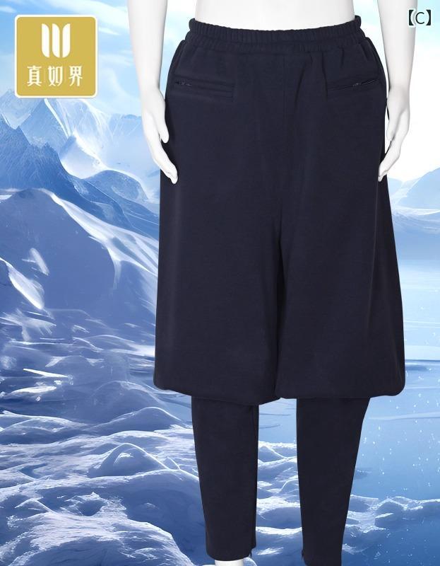 僧侶 衣装 チャイナ風 道士服 大人 メンズ レディース 大きいサイズ ゆったり 5分丈パンツ ウエストゴム 冬 暖かい 厚手 防寒 綿 無地 グレー 黄 青 3