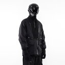 ウィンドブレーカー メンズ 大人 大きめ ゆったり 長袖 防水 アウトドア レジャー Vネック ジッパー カジュアル シンプル おしゃれ 黒