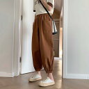 バルーンパンツ レディース おしゃれ 快適 長ズボン 黒 ハーレム ランタンスリーブ 九分丈 夏 薄手 ビッグシルエット 綿 ウエストゴム ハイウエスト ゆった...