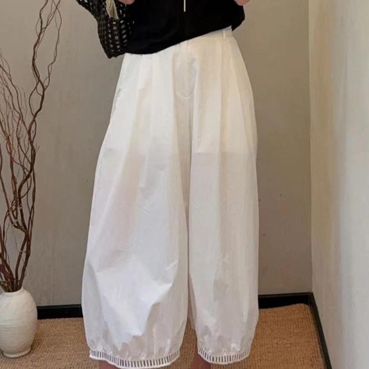 バルーンパンツ レディース おしゃれ 快適 長ズボン 韓国 镂空 ランタン シルエット 夏 ゆったり 体型カバー 小柄 着やせ ワイド コーデ万能
