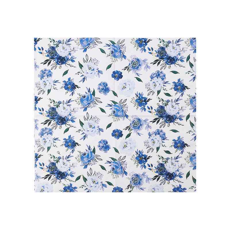 ペーパーナプキン おしゃれ テーブルコーディネート 紙ナプキン ブルー 花柄 カラフル パルプ 西洋食卓 ホテル カフェ プリント