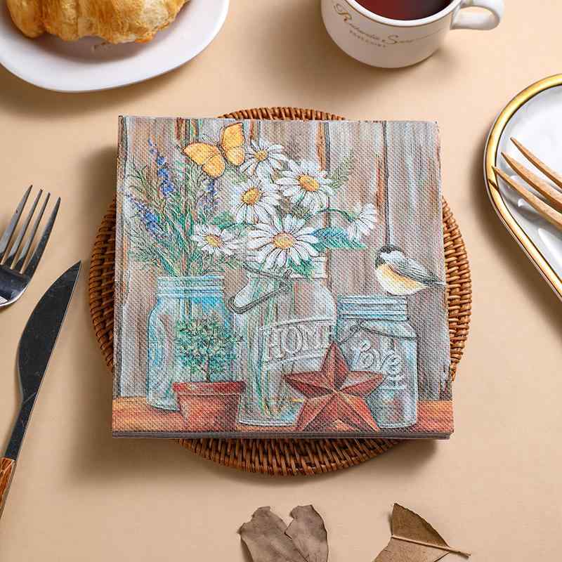 ペーパーナプキン おしゃれ テーブルコーディネート 紙ナプキン 花柄 西洋風 カフェ レストラン ホテル プリント インテリア パルプ