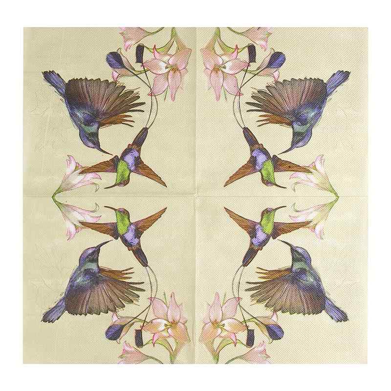 ペーパーナプキン おしゃれ テーブルコーディネート 紙ナプキン 花鳥柄 カラフル 春 テーブルウェア プリント 婚礼 結婚式 バタフライ かわいい