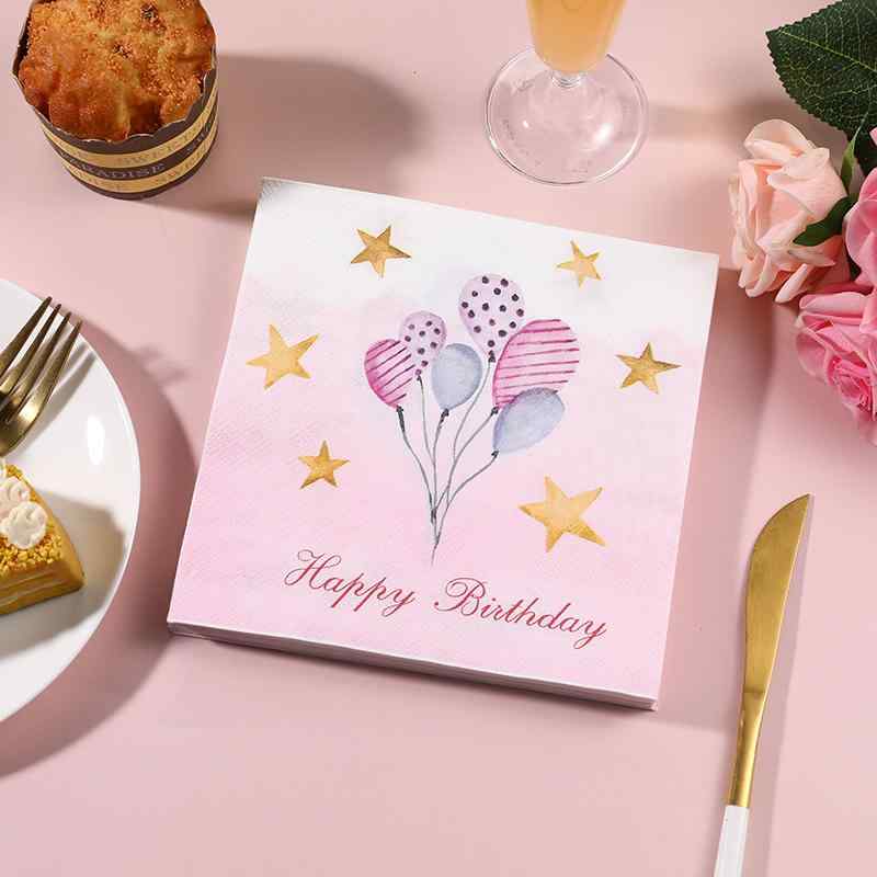 ペーパーナプキン おしゃれ テーブルコーディネート 紙ナプキン 誕生日 パーティー バルーン柄 五角星 カラフル イベント デコレーション プリント 一次使い捨て ケーキ テーブルウェア 盛り上げ かわいい