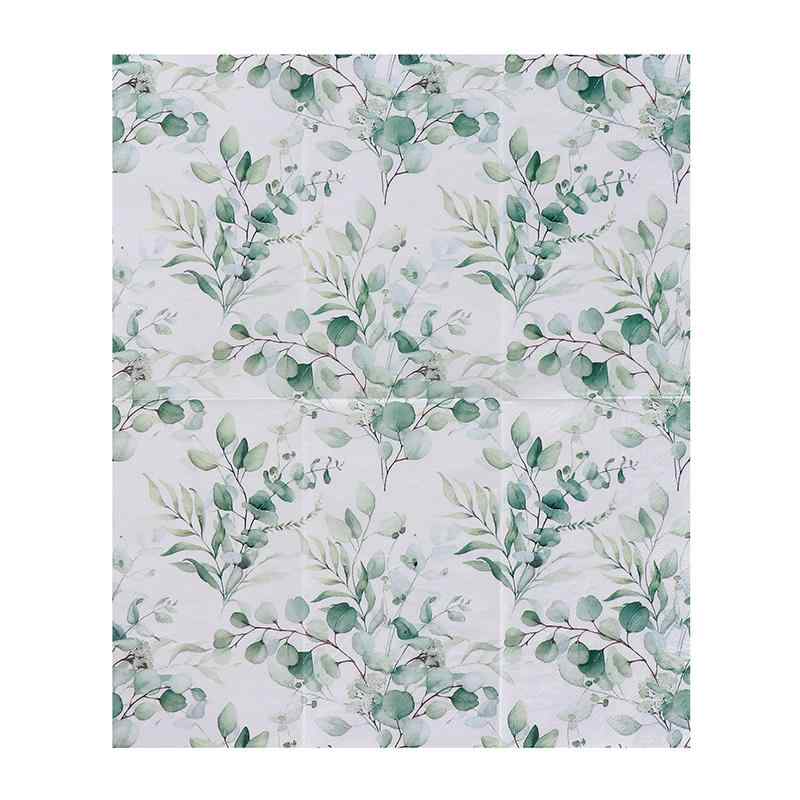 ペーパーナプキン おしゃれ テーブルコーディネート 紙ナプキン グリーン ユーカリ柄 カラフル プリント 婚礼 テーブルウェア バタフライボーンパルプ