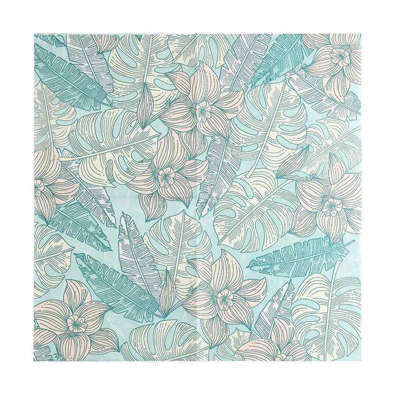 ペーパーナプキン おしゃれ テーブルコーディネート 紙ナプキン グリーン リーフ柄 カラフル プリント 風 西洋レストラン ホテル カフェ パルプ