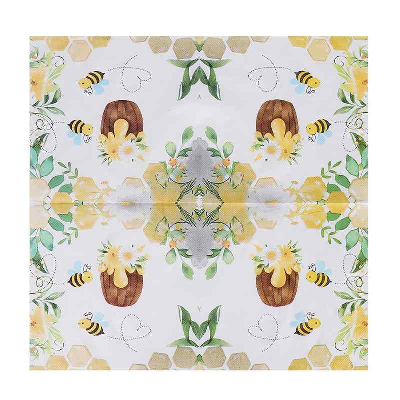 ペーパーナプキン おしゃれ テーブルコーディネート 紙ナプキン 蜜蜂 カラフル 花柄 プリント パルプ DIY 手作り バタフライ