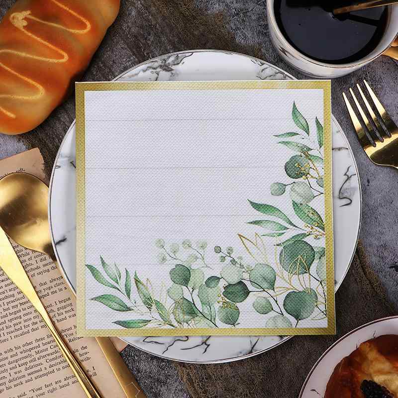 ペーパーナプキン おしゃれ テーブルコーディネート 紙ナプキン 二層 緑植物 柄 カラフル 木漿 DIY ハンドメイド デコパージュ