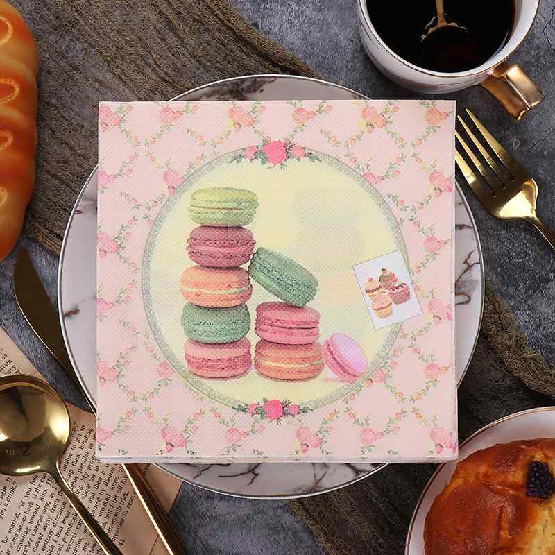 ペーパーナプキン おしゃれ テーブルコーディネート 紙ナプキン カラフル マカロン柄 パーティー 花柄 洋菓子店 結婚式 装飾 使い捨て 20枚