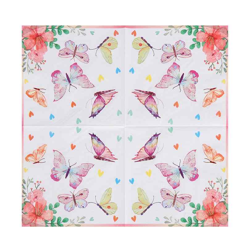 ペーパーナプキン おしゃれ テーブルコーディネート 紙ナプキン カラフル 蝶々柄 花柄 パーティー 誕生日 結婚式 ピクニック 二層 20枚 パルプ