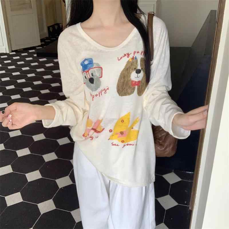 樂天商城 - Tシャツ レディース おしゃれ 長袖 プリント 個性的 ゆったり 薄手 日焼け防止 カジュアル 春 トップス