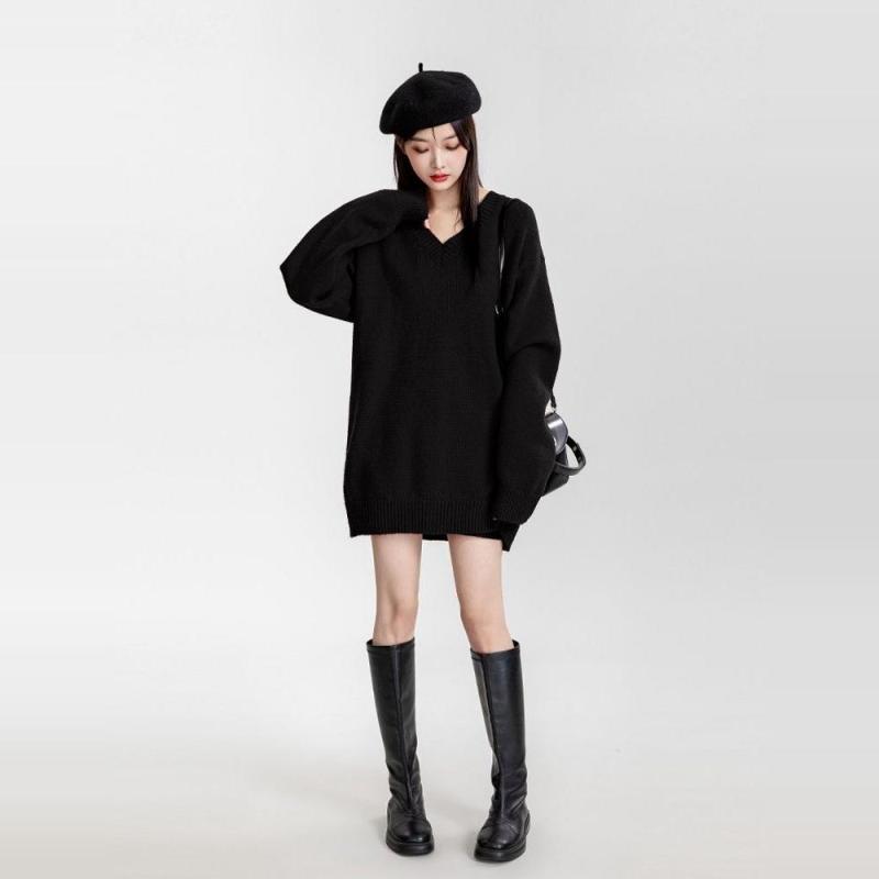 スタイル: オフィス シルエット: ゆったり 袖タイプ: レギュラー 着用方法: プルオーバー 体型: 梨型 分類: ニット・カーディガン 袖丈: 長袖 ネックライン: Vネック 丈: ミディアム丈 柄: 無地 サイズ: M.L.XL.2X...