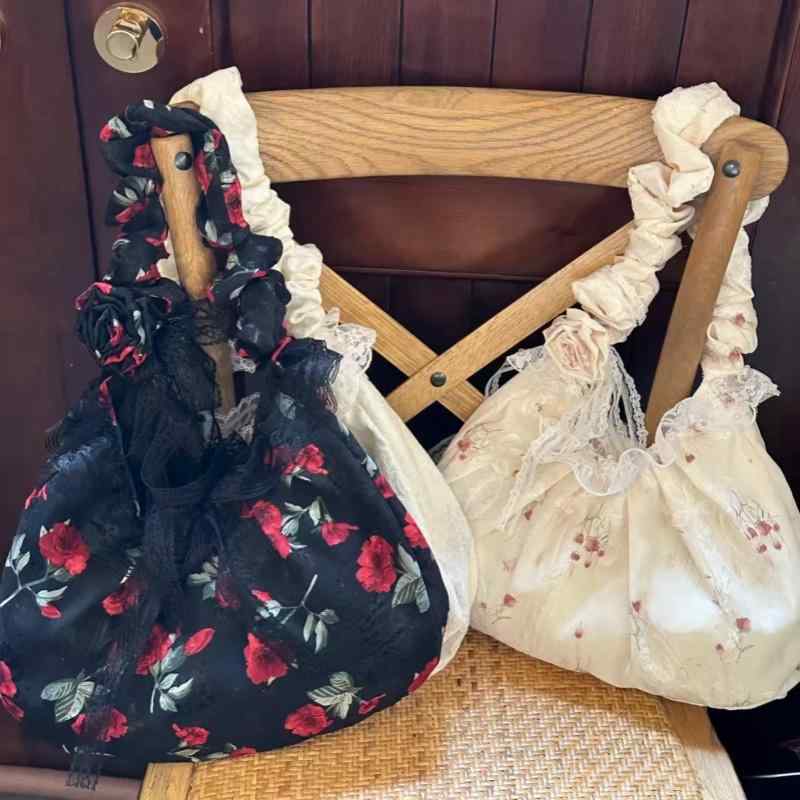 手提げげバッグ レディース キャンバス トートバッグ 肩掛けカバン レース リボン 内ポケット 個性的 ..