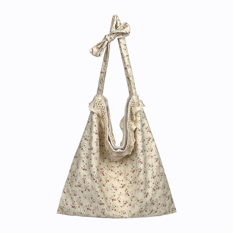 手提げげバッグ レディース カントリー 調 キャンバス レース トートバッグ ショルダー カバン 大容量 ..