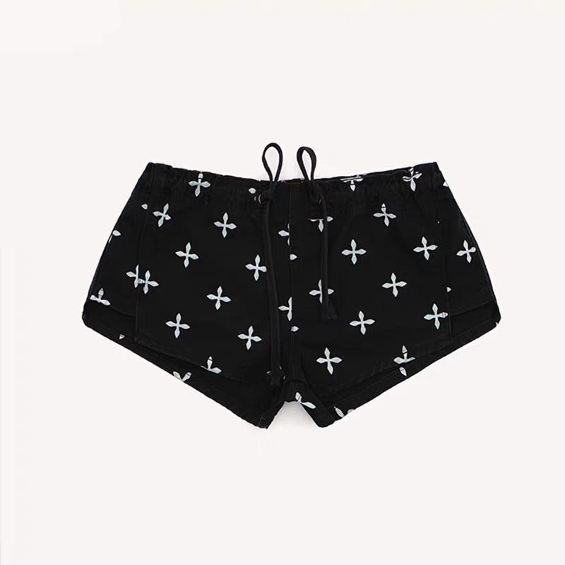 ショートパンツ レディース ローライズ 満柄 花柄 ヴィンテージ風 スポーティ セクシー カジュアル(4.0)