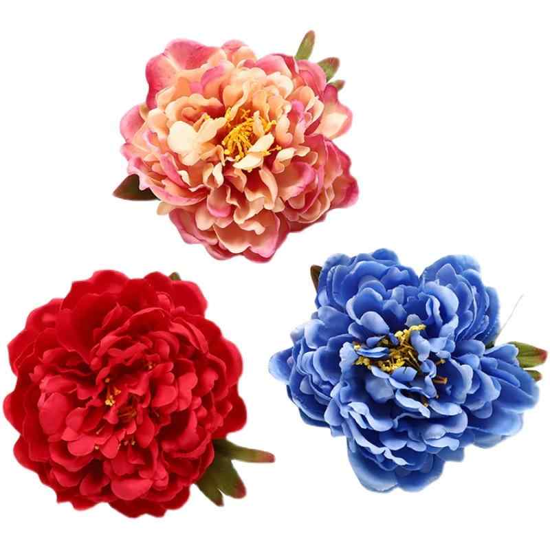 コサージュ 花 髪飾り ヘアアクセサリー クリップ ピン ブローチ 小物 装飾品 レディース 浴衣 夏祭り ダンス衣装 エスニック レトロ 牡丹 赤 ピンク 青