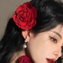 コサージュ 花 髪飾り ヘアアクセサリー クリップ 小物 装飾品 レディース 浴衣 夏祭り パフォーマンス 韓国 ハイビスカス ローズ 赤 ピンク