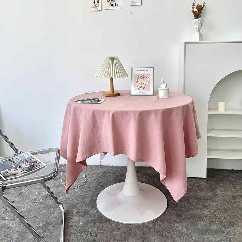 テーブルクロス おしゃれ 柔らかい 綿 カバー マット ダイニング 写真 撮影 背景 ピクニック シンプル 無地 ラウンド 四角 ピンク 緑 紫