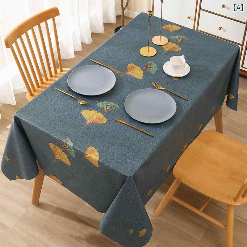 テーブルクロス おしゃれ 柔らかい 葉 英字 チャイナ風 風景 防水 汚れにくい ウォッシュ フリー 生地 ..