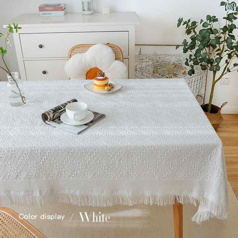 テーブルクロス おしゃれ 柔らかい フレンチ コットン カバー ソファ マット ロング ラグジュアリー 誕生日 写真 スクエア ラウンド フリンジ シンプル 白 ピンク 黄色