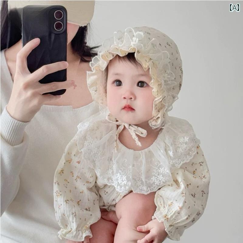 フロントップ楽天市場店のボンネット ベビー 帽子 赤ちゃん かわいい お出かけ 女の子 春秋 透け感 レース プリンセス 宮廷風 日焼け防止 新生児 保温｜アングル2
