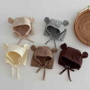 帽子 ベビー 赤ちゃん くま耳 かわいい 韓国 バンド ミルクカラー 新生児 保護 耳 ベビー帽子