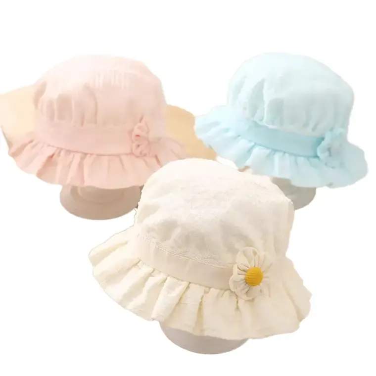 帽子 ベビー 新生児 女の子 春秋 薄手 プリンセス かわいい 夏 レース 通気性 日よけ バケットハット