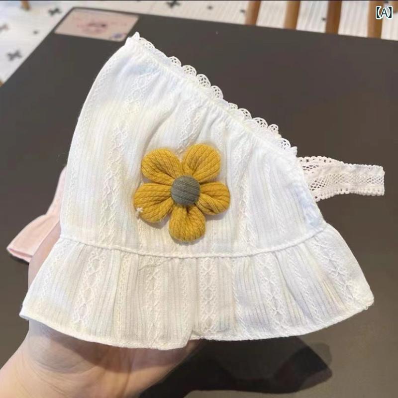 帽子 ベビー 女の子 新生児 春秋 夏 薄手 日焼け防止 つば広 花飾り 可愛い