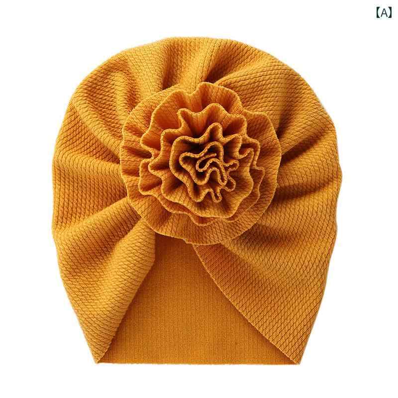 フロントップ楽天市場店の帽子 ベビー 新生児 インド風 花飾り 立体 刺繍 菊花 赤ちゃん ターバン風 春秋｜アングル2