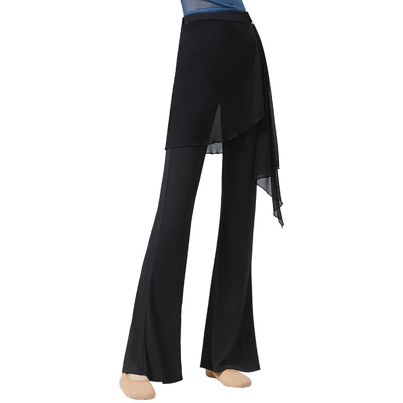 レディース スカートパンツ おしゃれ カジュアル 体型カバー フレア 重ね着風 ロング丈 ダンス 衣装 中国風 夏 シルエット美脚